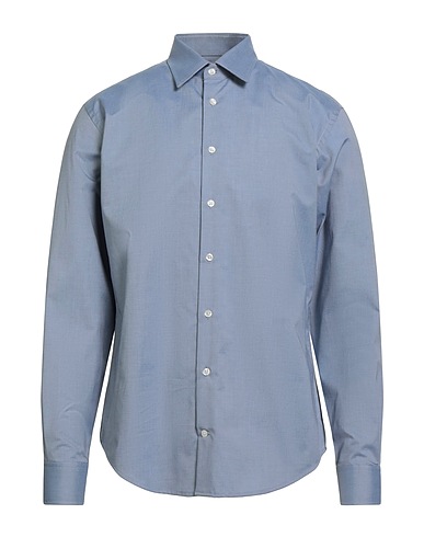 EMPORIO ARMANI Solid color shirt Slate blue 100% Cotton