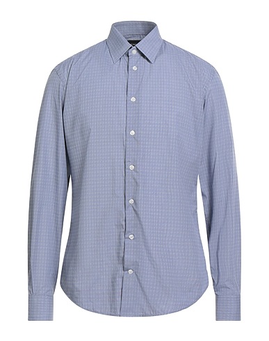 EMPORIO ARMANI Checked shirt Slate blue 100% Cotton