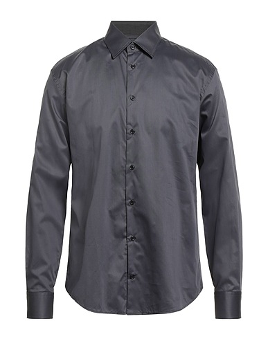EMPORIO ARMANI Solid color shirt Charcoal 100% Cotton