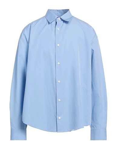 AMI ALEXANDRE MATTIUSSI Solid colour shirt Light blue 100% Cotton