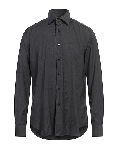 CELLINI Solid colour shirt Charcoal 100% Virgin Wool