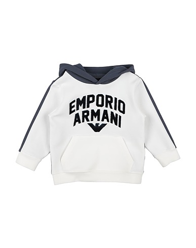 EMPORIO ARMANI Hooded sweatshirt Off white 77% Cotton, 19% Polyester, 4% Elastane