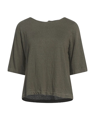 MAJESTIC FILATURES Basic T-Shirt Military green 94% Linen, 6% Elastane