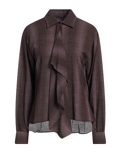 HIGH Striped shirt USE Chocolate brown 72% Viscose, 22% Cotton, 6% Virgin Wool