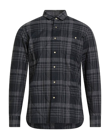 LARDINI Checked shirt Midnight blue 100% Cotton