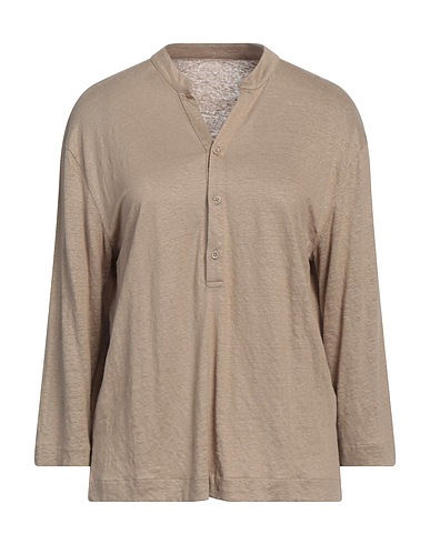 MAJESTIC FILATURES T-shirt Beige 94% Linen, 6% Elastane