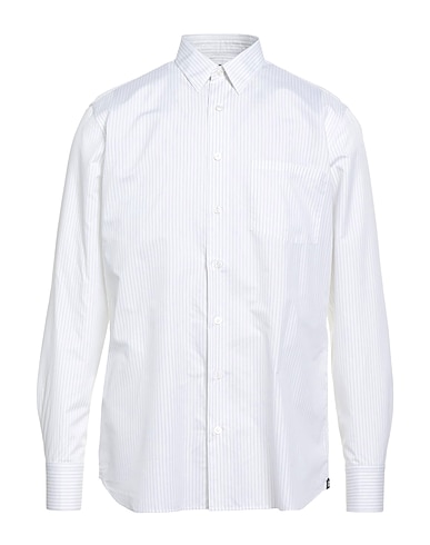 LARDINI Striped shirt BIANCO 74% Cotton, 26% Silk