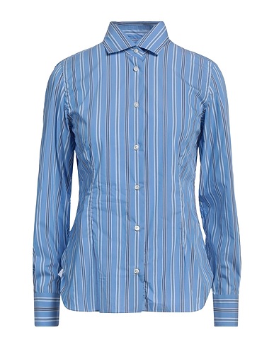 BARBA Napoli Striped shirt Azure 72% Cotton, 25% Polyester, 3% Elastane