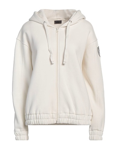 BLAUER. Hooded track jacket  Off white 64% Cotton, 36% Polyester