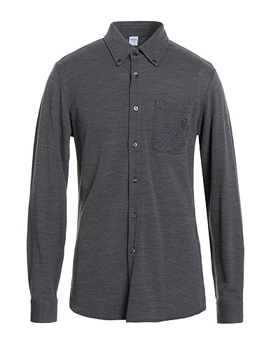 BERLUTI Solid colour shirt Charcoal 76% Wool, 24% Mulberry silk, Polyester