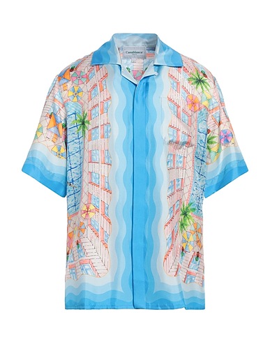 CASABLANCA Patterned shirt Azure 100% Silk