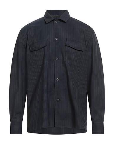 LOW BRAND Striped shirt Midnight blue 54% Virgin Wool, 44% Polyester, 2% Elastane