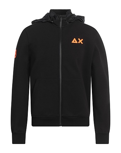SUN 68 Hooded track jacket  SPORT Black 80% Cotton, 13% Polyester, 7% Elastane