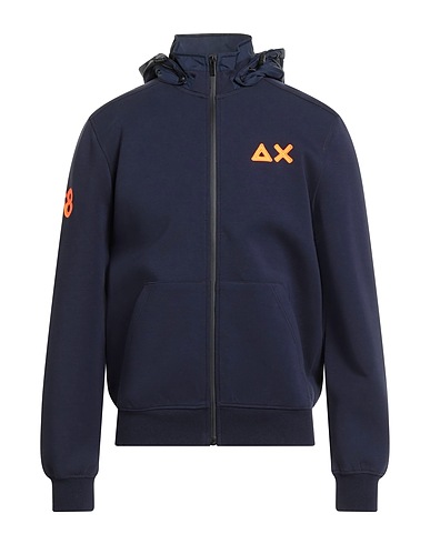 SUN 68 Hooded track jacket  SPORT Midnight blue 80% Cotton, 13% Polyester, 7% Elastane