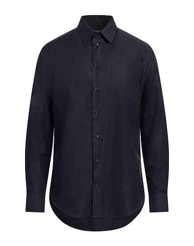 EMPORIO ARMANI Solid color shirt Midnight blue 100% Cotton
