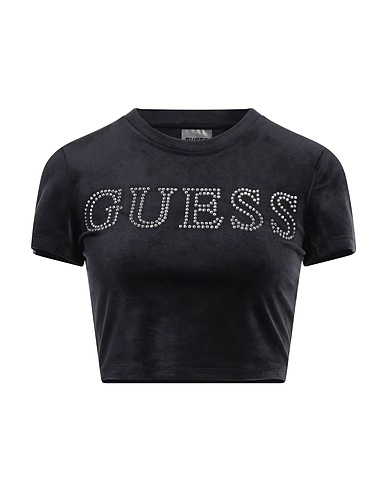 GUESS Crop top Black 95% Polyester, 5% Elastane