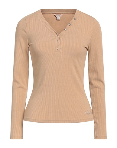 GUESS T-shirt Beige 93% Viscose, 7% Elastane