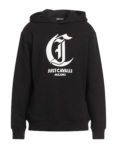 JUST CAVALLI Hooded track jacket  Black 100% Cotton
