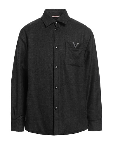 VALENTINO GARAVANI Solid colour shirt Black 100% Virgin Wool