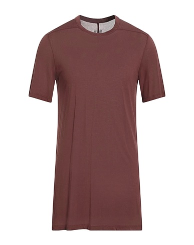RICK OWENS Basic T-Shirt Brown 88% Viscose, 12% Silk
