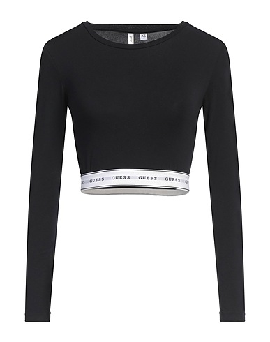 GUESS Crop top Black 55% Cotton, 37% Modal, 8% Elastane, Polyamide, Polyester