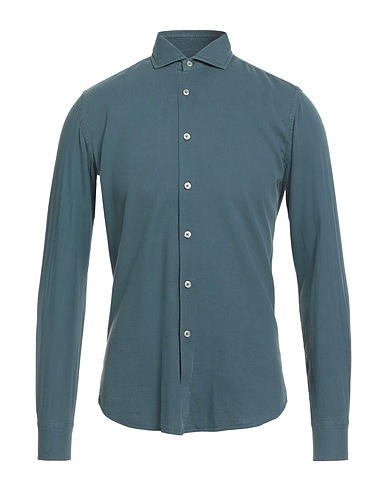 XACUS Solid colour shirt Slate blue 100% Cotton