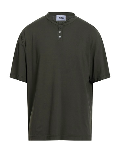 ALPHA STUDIO T-shirt Military green 98% Cotton, 2% Elastane