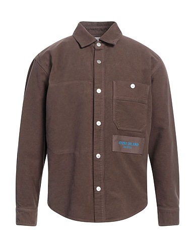 STONE ISLAND Solid colour shirt Chocolate brown 100% Cotton