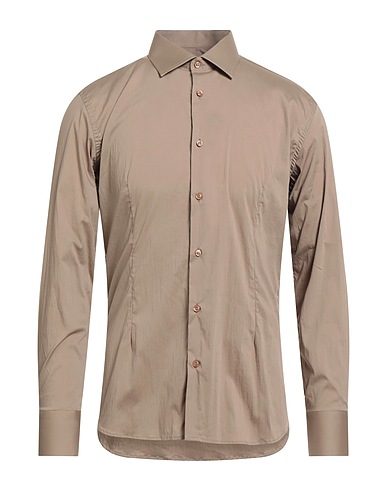 EREDI DEL DUCA Camisa lisa Marrón claro 97% Algodón, 3% Elastán