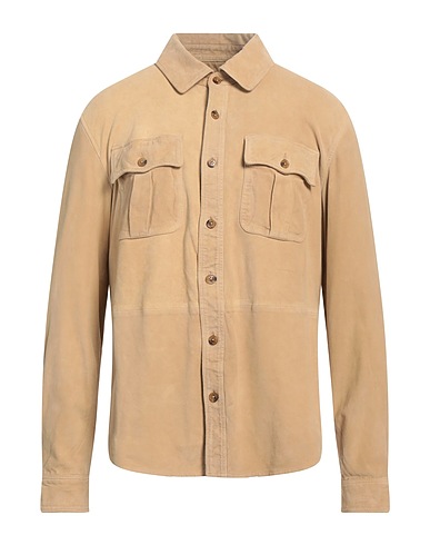 POLO RALPH LAUREN Solid color shirt Beige 100% Goat skin