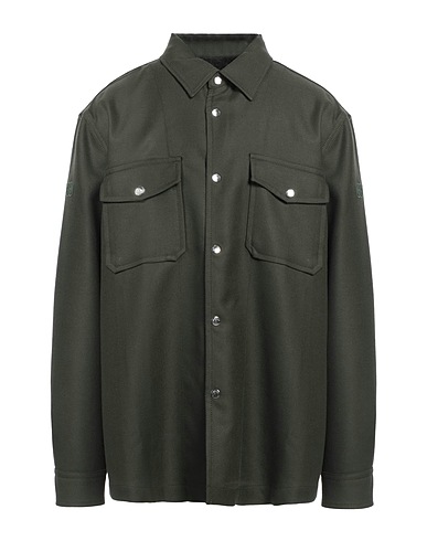 ALPHATAURI Solid colour shirt Military green 50% Virgin Wool, 49% Acrylic, 1% Polyester
