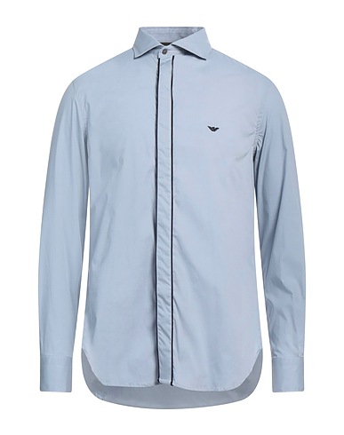 EMPORIO ARMANI Shirts Light grey 97% Cotton, 3% Elastane