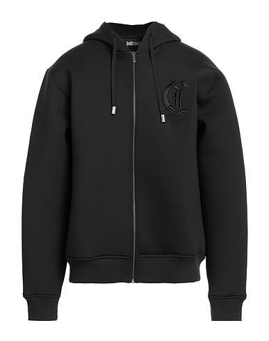 JUST CAVALLI Hooded sweatshirt Black 95% Polyester, 5% Elastane