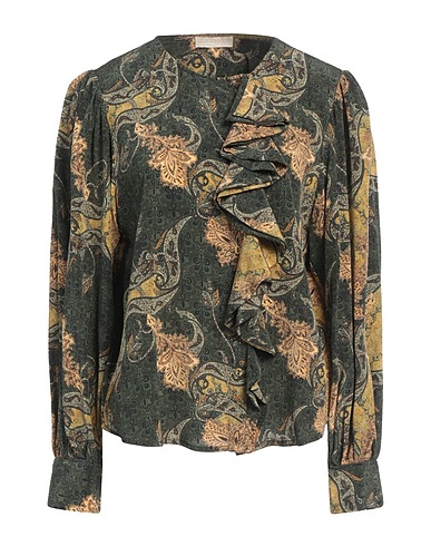 ULLA JOHNSON Patterned shirts & blouses Dark green 100% Silk