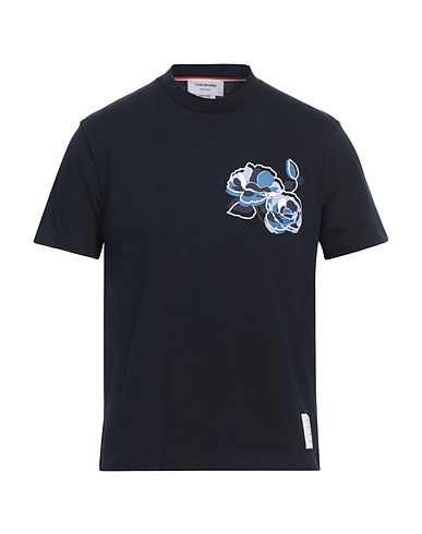THOM BROWNE T-shirt Navy blue 100% Cotton, Elastane