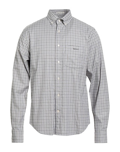 GANT Checked shirt Light grey 100% Cotton