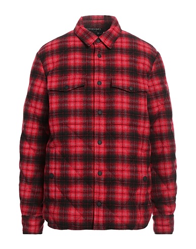 MONCLER GRENOBLE Checked shirt Red 90% Virgin Wool, 10% Polyamide