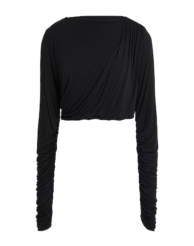RINASCIMENTO Crop top Black 47% Viscose, 42% Modal, 6% Elastane, 5% Cashmere