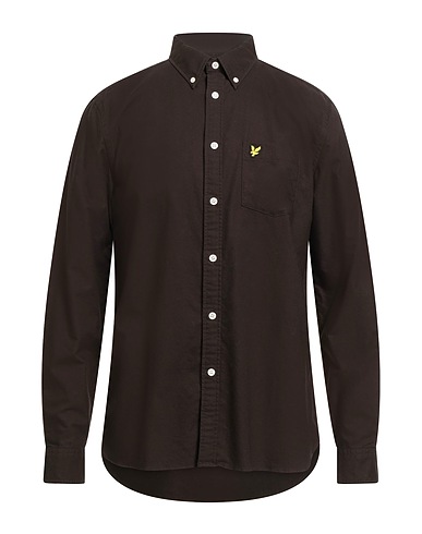 LYLE & SCOTT Solid colour shirt VINTAGE Chocolate brown 100% Cotton
