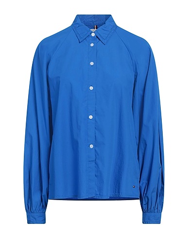 TOMMY HILFIGER Solid colour shirts & blouses Blue 100% Organic cotton