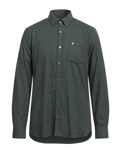 LYLE & SCOTT Einfarbiges Hemd VINTAGE Militärgrün 100% Baumwolle