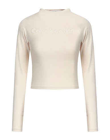 CALVIN KLEIN JEANS Crop top Beige 93% Polyester, 7% Elastane