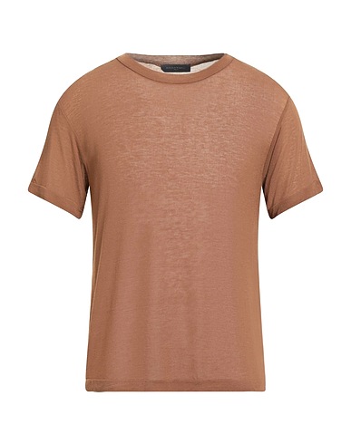 DANIELE FIESOLI Basic T-shirt Brown 64% Viscose, 18% Nylon, 10% Cashmere, 8% Elastane