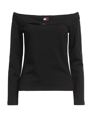 TOMMY JEANS Off-the-shoulder top Black 62% Viscose, 33% Polyamide, 5% Elastane