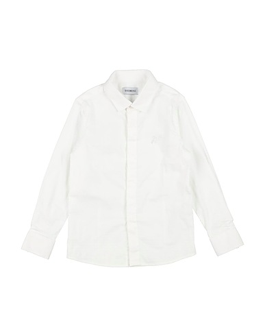 BIKKEMBERGS Solid colour shirt White 97% Cotton, 3% Elastane