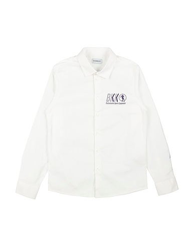BIKKEMBERGS Camicia fantasia Bianco 97% Cotone, 3% Elastan