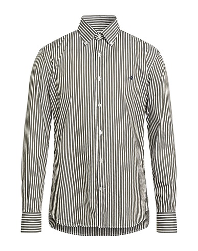 BROOKSFIELD Striped shirt Dark green 100% Cotton