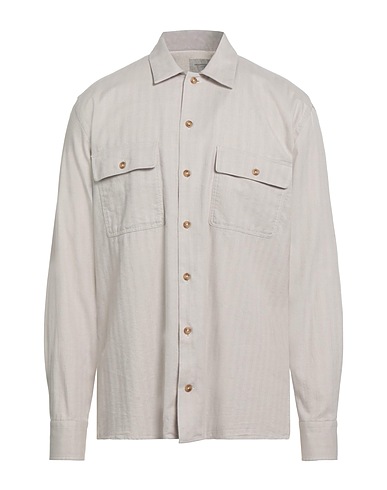 BROOKSFIELD Solid colour shirt Light grey 97% Cotton, 3% Elastane
