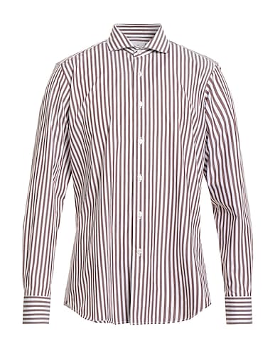BAGUTTA Striped shirt Dark brown 100% Cotton