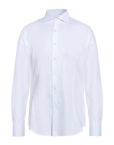 BAGUTTA Solid colour shirt White 100% Cotton